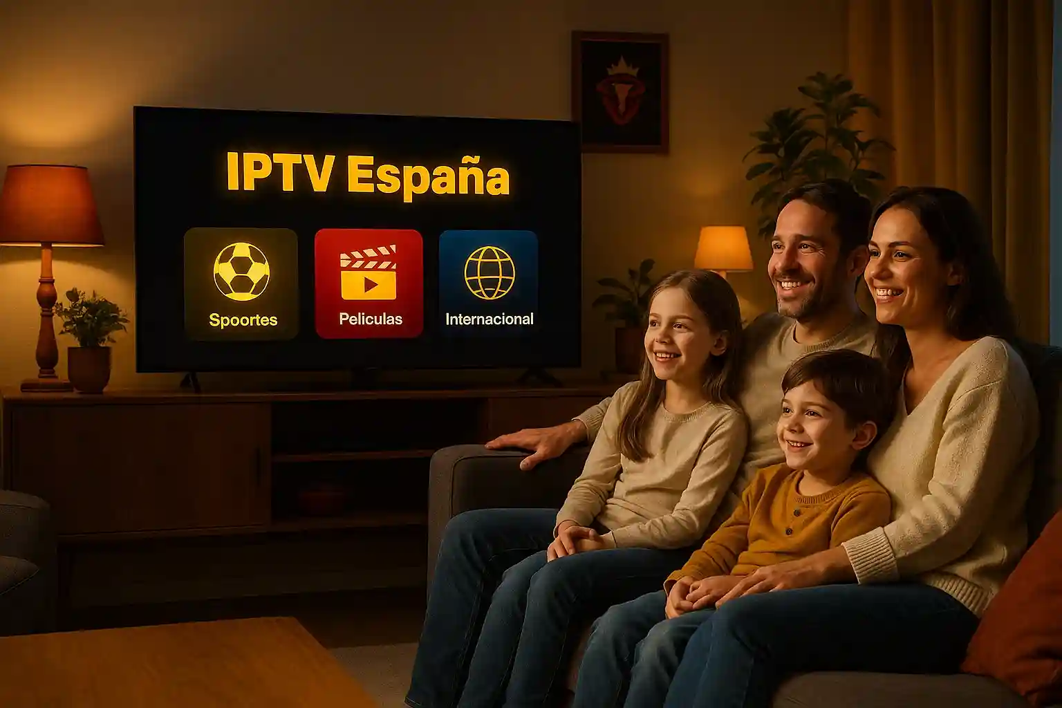 Familia viendo IPTV España